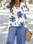 Women's Floral Printing Two-Piece Set Daily Long Sleeve Casual Spring/Fall Top With Pants Matching Set