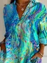 Women Abstract Long Sleeve Shirt Spring/Fall Shirt Collar Daily Casual Top