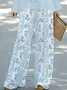 Women's Floral Printing Two-Piece Set Daily Long Sleeve Casual Spring/Fall Top With Pants Matching Set