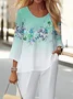 Women's Floral Printing Two-Piece Set Daily Long Sleeve Casual Spring/Fall Top With Pants Matching Set
