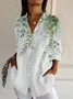 Women's Floral Long Sleeve Shirt Spring/Fall Buckle Shirt Collar Daily Casual Top
