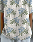 Women Floral Half Sleeve Blouse Summer Shawl Collar Daily Casual Top