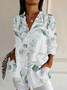Women's Floral Long Sleeve Shirt Spring/Fall Buckle Shirt Collar Daily Casual Top