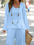 Women's Plain Printing Two-Piece Set Daily Long Sleeve Casual Spring/Fall Top With Pants Matching Set