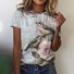 Women Floral Short Sleeve Shirt Summer Crew Neck Daily Casual Top
