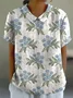 Women Floral Half Sleeve Blouse Summer Shawl Collar Daily Casual Top