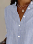 Women's Striped Long Sleeve Shirt Spring/Fall Buckle Shirt Collar Daily Casual Top