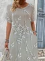 Women's Floral Short Sleeve Summer Printing Dress V Neck Daily Casual Maxi T-Shirt Dress H-Line Dress