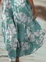 Women's Floral Short Sleeve Summer Printing Dress V Neck Daily Casual Maxi T-Shirt Dress H-Line Dress