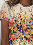 Women's Color Block Short Sleeve Tee T-shirt Crew Neck Printing Casual Summer Graphic Tee Top