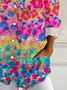 Women's Floral Long Sleeve Shirt Spring/Fall Buckle Shirt Collar Daily Casual Top