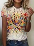 Women's Color Block Short Sleeve Tee T-shirt Crew Neck Printing Casual Summer Graphic Tee Top