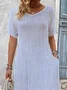 Women's Striped Short Sleeve Summer Printing Dress V Neck Daily Casual Maxi T-Shirt Dress H-Line Dress