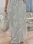 Women's Floral Short Sleeve Summer Printing Dress V Neck Daily Casual Maxi T-Shirt Dress H-Line Dress