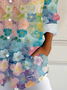 Women's Floral Long Sleeve Shirt Spring/Fall Buckle Shirt Collar Daily Casual Top