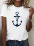 Women's Anchor Short Sleeve Tee T-shirt Crew Neck Printing Casual Summer Graphic Tee Top