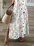 Women's Floral Short Sleeve Summer Printing Dress V Neck Daily Casual Maxi X-Line Dress