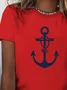 Women's Anchor Short Sleeve Tee T-shirt Crew Neck Printing Casual Summer Graphic Tee Top