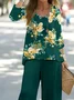 Women's Floral Printing Two-Piece Set Daily Long Sleeve Casual Spring/Fall Top With Pants Matching Set