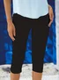 Women Plain Capris Elastic Waist Pant Casual Summer Trousers
