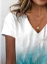 Women's Abstract Short Sleeve Tee T-shirt V Neck Printing Casual Summer Graphic Tee Top