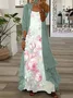 Women Floral Printing Two-Piece Set Daily Three Quarter Sleeve Casual Spring/Fall Dress With Coat Matching Set