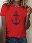 Women's Anchor Short Sleeve Tee T-shirt Crew Neck Printing Casual Summer Graphic Tee Top