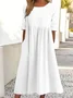 Women Plain Half Sleeve Summer Dress Crew Neck Daily Casual Maxi Shirt Dress A-Line Dress
