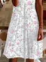 Women's Floral Short Sleeve Summer Printing Dress V Neck Daily Casual Knee Length T-Shirt Dress H-Line Dress