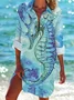 Women's Marine Life Long Sleeve Shirt Spring/Fall Printing Shirt Collar Daily Casual Top