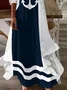Women Anchor Printing Two-Piece Set Daily Three Quarter Sleeve Casual Spring/Fall Dress With Coat Matching Set