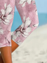 Women's Floral Capris Elastic Waist Pant Casual Summer Trousers