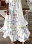 Women Floral Printing Two-Piece Set Daily Three Quarter Sleeve Casual Spring/Fall Dress With Coat Matching Set