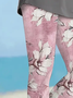 Women's Floral Capris Elastic Waist Pant Casual Summer Trousers
