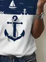 Women's Anchor Short Sleeve Tee T-shirt Crew Neck Printing Casual Summer Graphic Tee Top