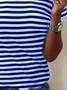 Women's Striped Short Sleeve Tee T-shirt V Neck Printing Casual Summer Graphic Tee Top