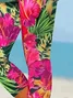 Women's Floral Capris Elastic Waist Pant Casual Summer Trousers