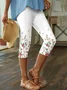 Women's Floral Capris Elastic Waist Pant Casual Summer Trousers