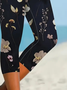 Women's Floral Capris Elastic Waist Pant Casual Summer Trousers