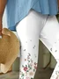 Women's Floral Capris Elastic Waist Pant Casual Summer Trousers