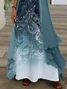 Women Floral Printing Two-Piece Set Daily Three Quarter Sleeve Casual Spring/Fall Dress With Coat Matching Set