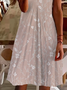 Women's Floral Short Sleeve Summer Printing Dress V Neck Daily Casual Knee Length T-Shirt Dress H-Line Dress