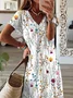 Women's Floral Short Sleeve Summer Printing Dress V Neck Daily Casual Maxi X-Line Dress