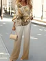 Women's Butterfly Printing Two-Piece Set Daily Long Sleeve Casual Spring/Fall Top With Pants Matching Set