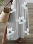 Women's Floral Short Sleeve Summer Printing Dress V Neck Daily Casual Maxi X-Line Dress