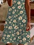 Women's Floral Short Sleeve Summer Printing Dress V Neck Daily Casual Knee Length T-Shirt Dress H-Line Dress