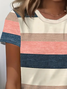 Women's Striped Short Sleeve Tee T-shirt Crew Neck Printing Casual Summer Graphic Tee Top
