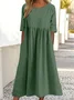Women Plain Half Sleeve Summer Dress Crew Neck Daily Casual Maxi Shirt Dress A-Line Dress