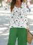 Women's Floral Printing Two-Piece Set Daily Long Sleeve Casual Spring/Fall Top With Pants Matching Set