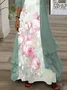 Women Floral Printing Two-Piece Set Daily Three Quarter Sleeve Casual Spring/Fall Dress With Coat Matching Set